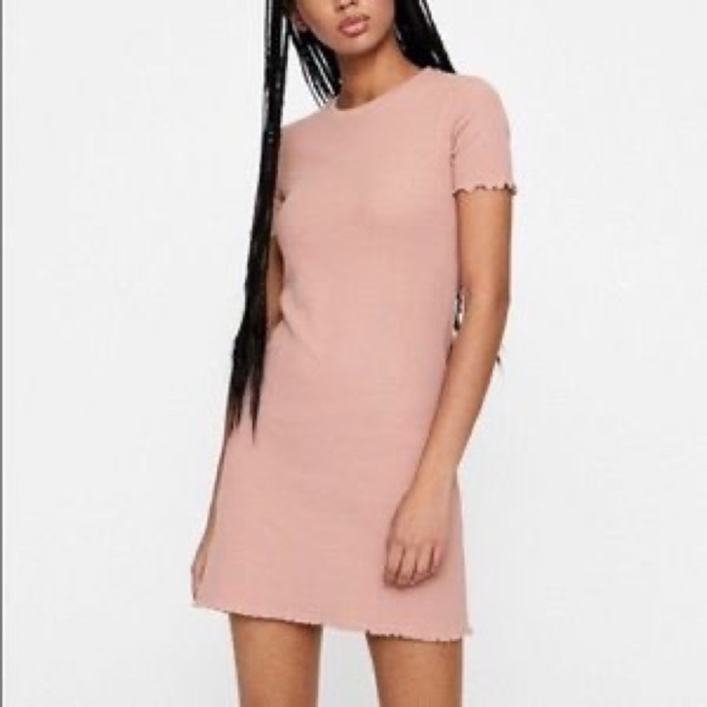 💫FINAL SALE PULL&BEAR dusty rose ribbed minidress - Picture 1 of 7